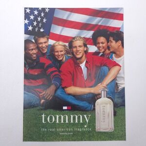 Tommy Cologne Print Ad American Flag Hilfiger Vintage Advertising Y2K Preppy